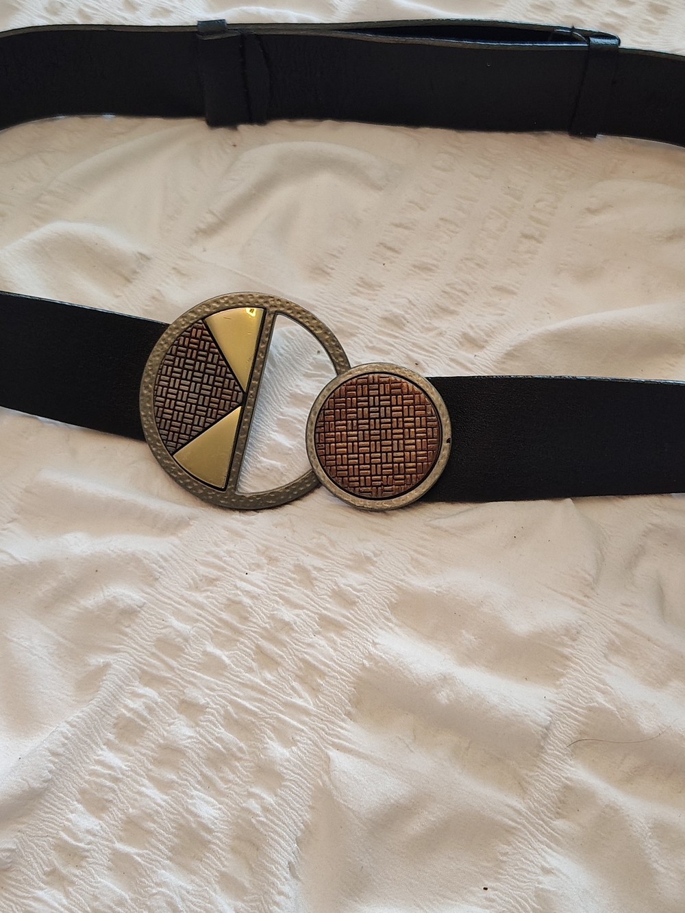 Chico's Black Adjustable Belt with Geometric Metal Buckle S/M - Picture 4 of 8